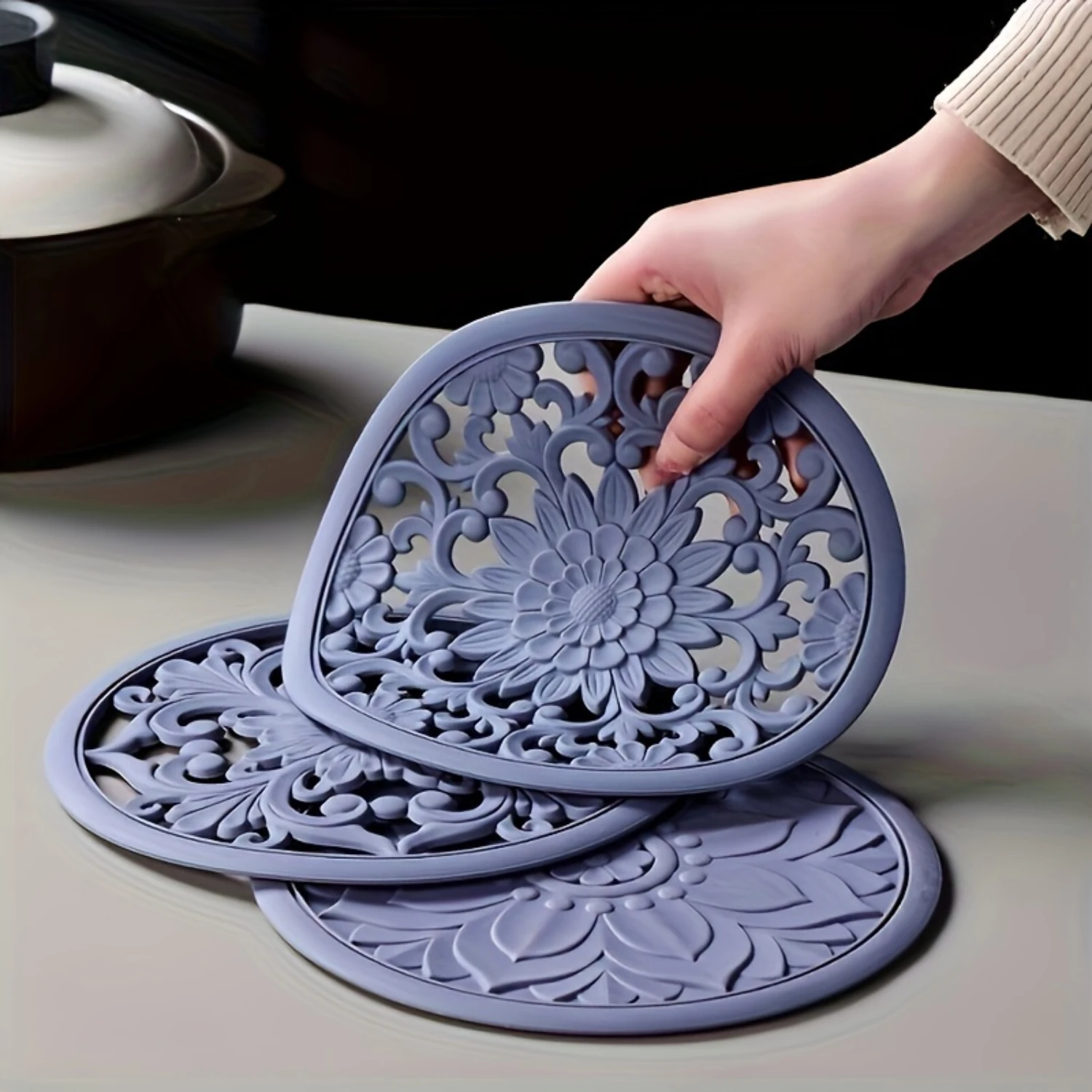 Vintage Hollow-Out Carved Silicone Trivet Mats - Set of 3 Coasters for Heat-Resistant Pot Holder Coasters - Easy to Clean Kitche
Vintage Hollow-Out Carved Silicone Trivet Mats - Set of 3 Coasters for Heat-Resistant Pot Holder Coasters - Easy to Clean Kitche