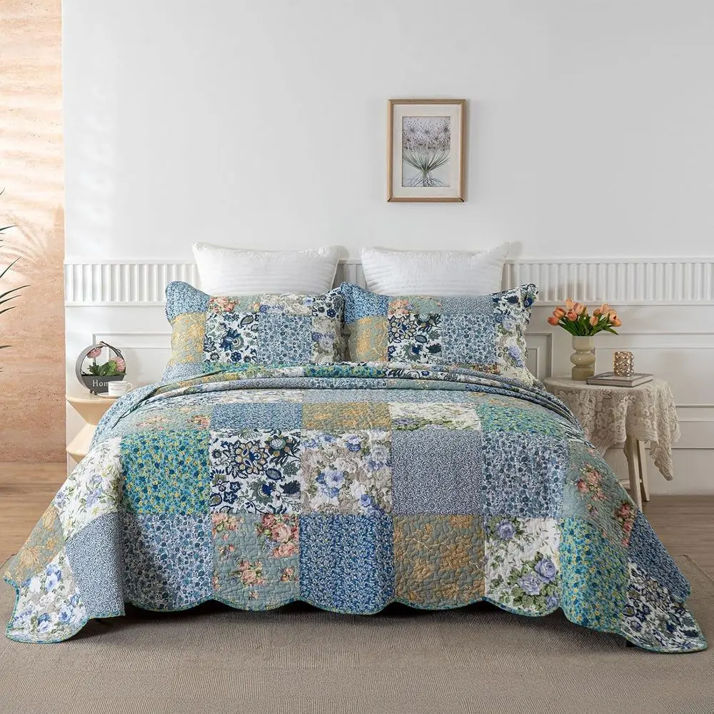 Oversized King Bedspreads Patchwork Quilt Set (120x118 Inch) - 100% Cotton Reversible Breathable loral Quilted Coverlet with Pil
Oversized King Bedspreads Patchwork Quilt Set (120x118 Inch) - 100% Cotton Reversible Breathable loral Quilted Coverlet with Pil