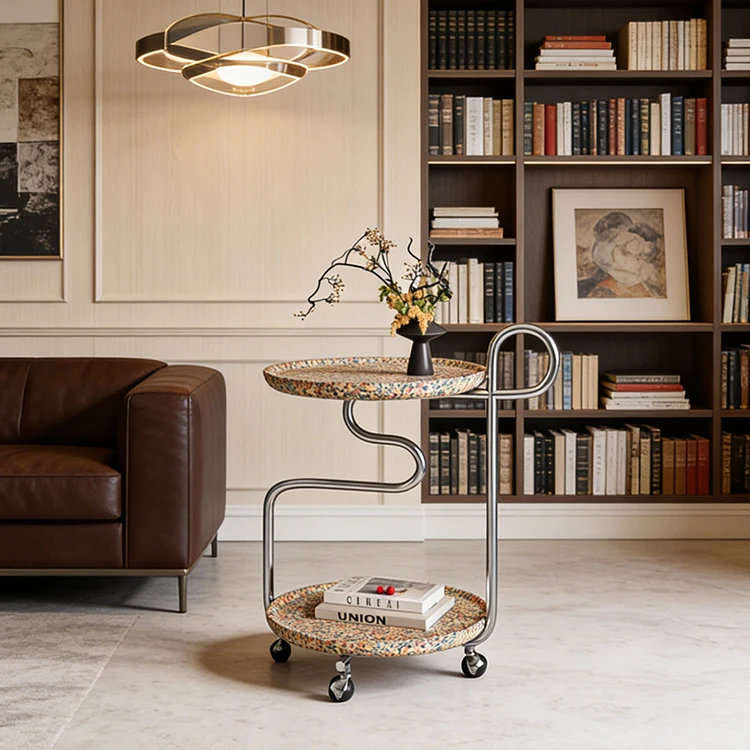 qo-Modern Minimalist Movable Art Rolling Cart Home Stainless Steel Afternoon Tea Round Sofa Side Table Corner Table^
qo-Modern Minimalist Movable Art Rolling Cart Home Stainless Steel Afternoon Tea Round Sofa Side Table Corner Table^
