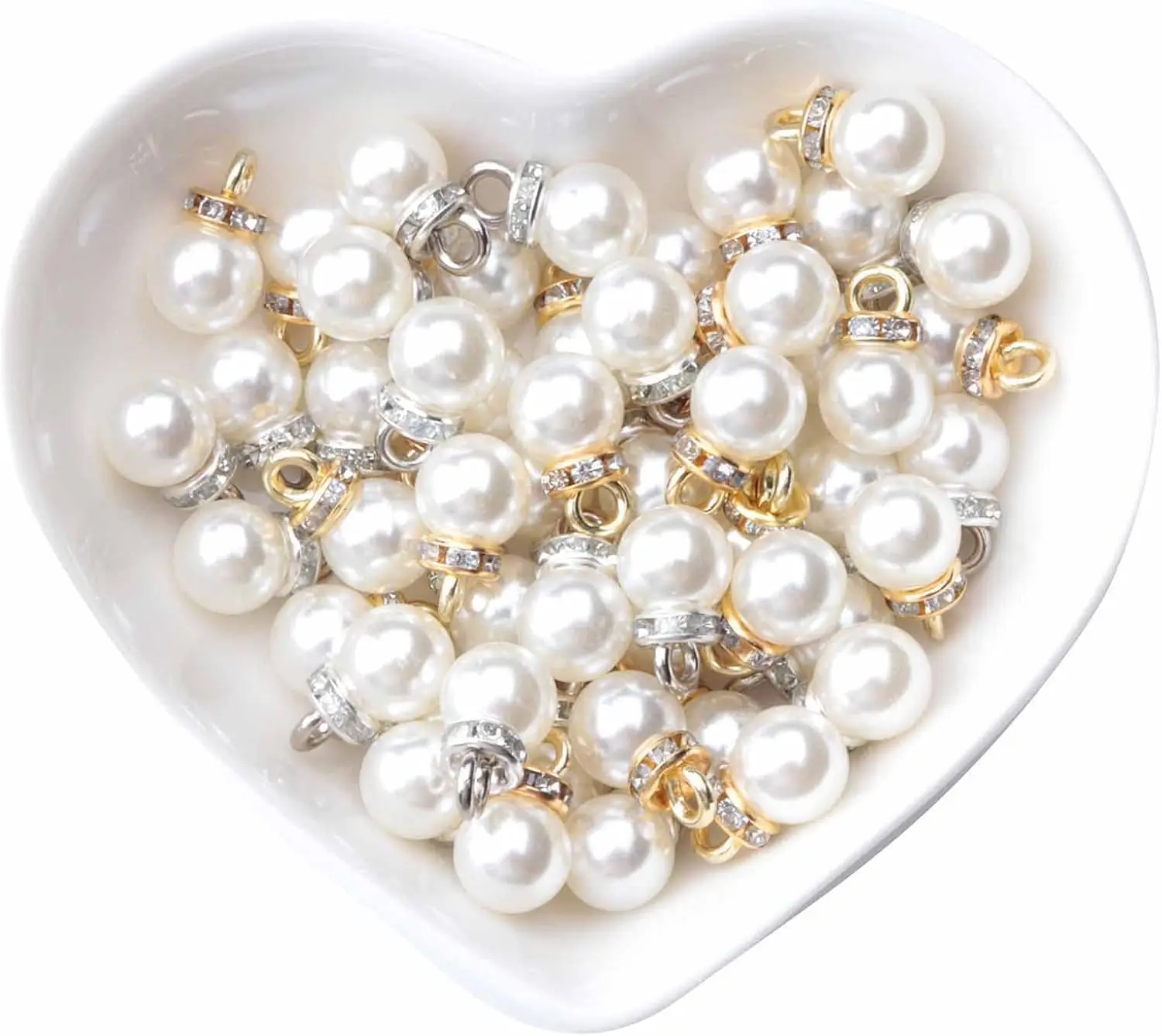 Faux Pearl Beads with Rhinestone 25 Pcs Gold 25 Pcs Silver with Hole Vintage 8 mm Elegant Imitation Peal Pendant Charms for Dang
Faux Pearl Beads with Rhinestone 25 Pcs Gold 25 Pcs Silver with Hole Vintage 8 mm Elegant Imitation Peal Pendant Charms for Dang