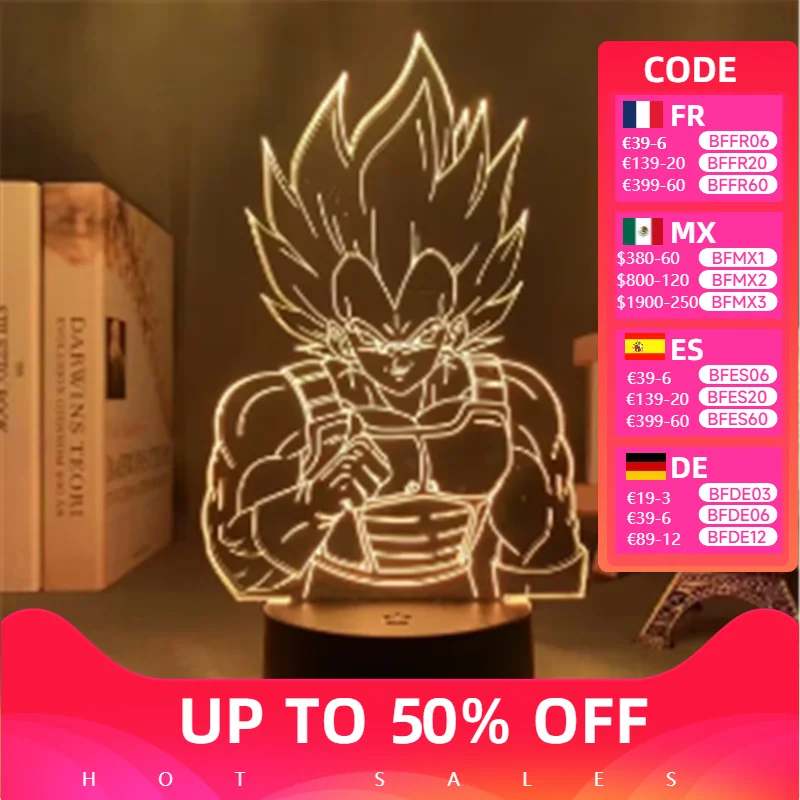 Dragon Ball Hot Z Figure Vegeta Super Saiyan 3D Lamp LED Night Light Figure Monkey King Goku Jiren Broly Anime Table Lamp Gift
Dragon Ball Hot Z Figure Vegeta Super Saiyan 3D Lamp LED Night Light Figure Monkey King Goku Jiren Broly Anime Table Lamp Gift
