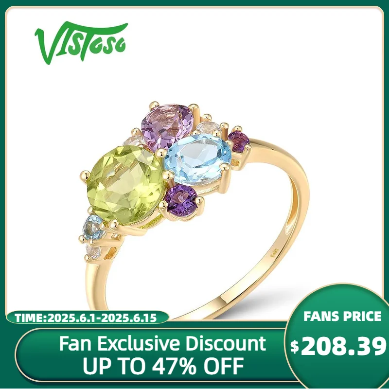 VISTOSO Real 14K 585 Yellow Gold Ring For Women Sparkling Multi Gems Cluster Wedding Anniversary Delicate Gifts Fine Jewelry
VISTOSO Real 14K 585 Yellow Gold Ring For Women Sparkling Multi Gems Cluster Wedding Anniversary Delicate Gifts Fine Jewelry