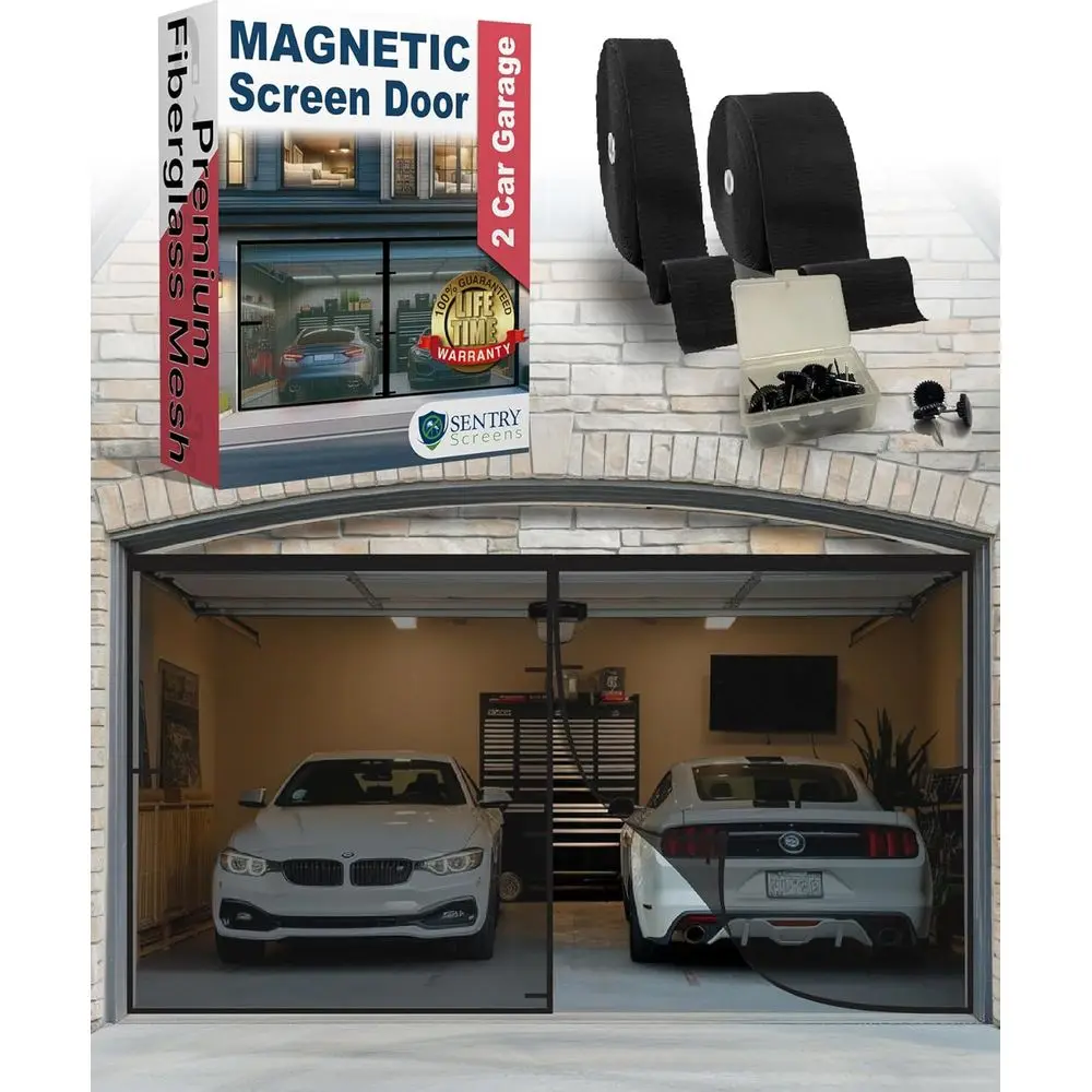 Retractable Fiberglass Mesh Garage Door for 2 Cars - Magnetic Closure, Weighted Bottom, Easy Install, 7ft x 16ft
Retractable Fiberglass Mesh Garage Door for 2 Cars - Magnetic Closure, Weighted Bottom, Easy Install, 7ft x 16ft