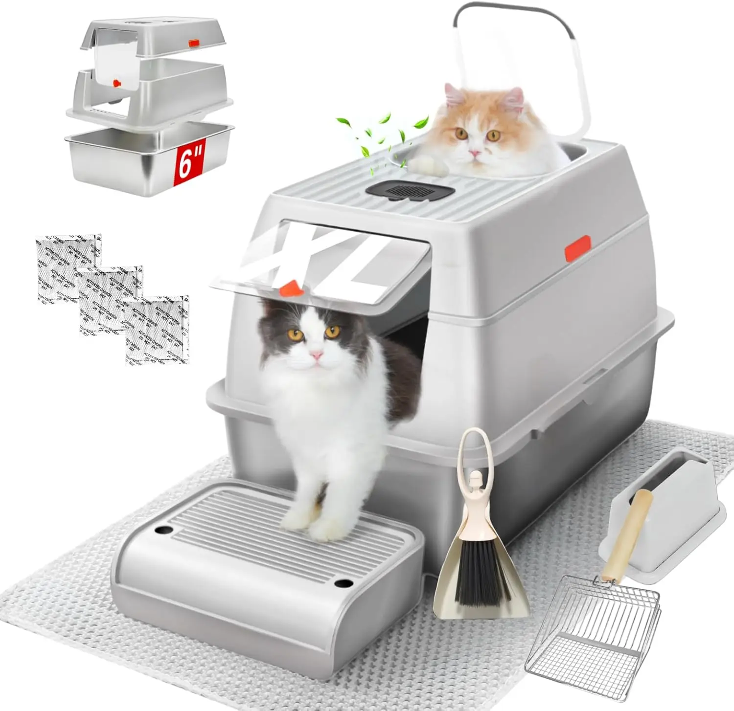 XL Stainless Steel Litter Box with Lid, Fully Enclosed 6" Deep Metal Cat Litter Box, Leak-Proof for Large Multi-Cats
XL Stainless Steel Litter Box with Lid, Fully Enclosed 6" Deep Metal Cat Litter Box, Leak-Proof for Large Multi-Cats
