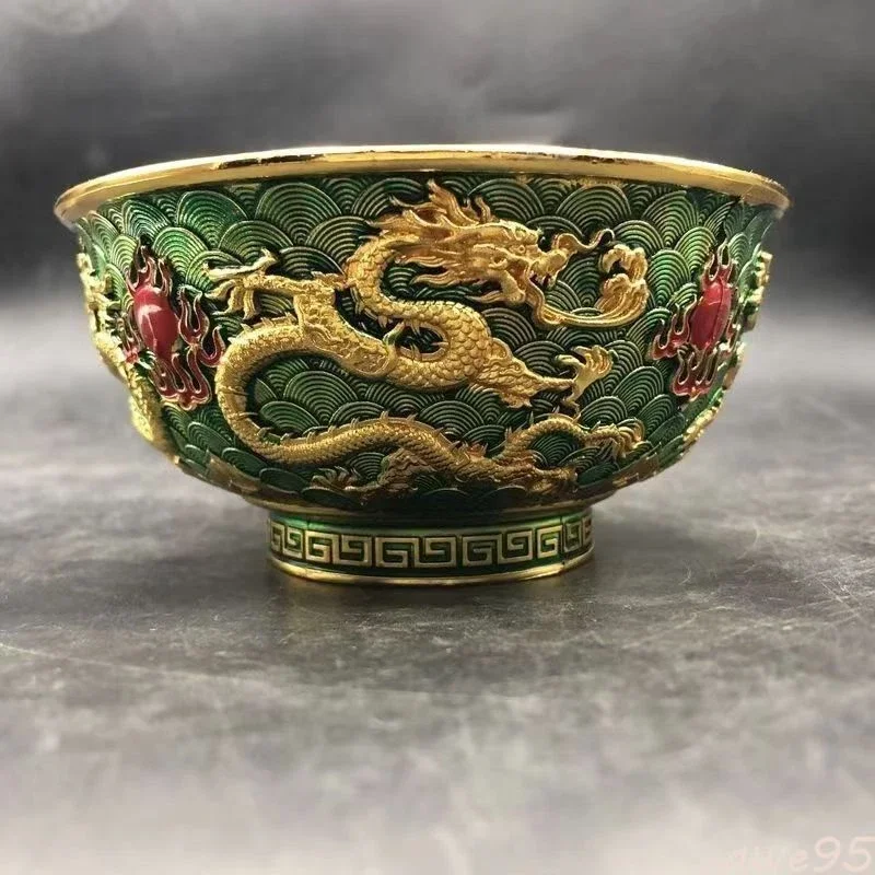 Chinese Antique Cloisonne Double Dragon Playing Beads Copper Plated Bowl
Chinese Antique Cloisonne Double Dragon Playing Beads Copper Plated Bowl