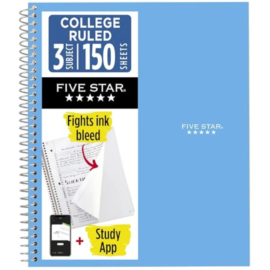 Spiral Notebook + Study App, 3 Subject, College Ruled Paper, 8.5" x 11", 150 Sheets, Color May Vary (820003NH0
Spiral Notebook + Study App, 3 Subject, College Ruled Paper, 8.5" x 11", 150 Sheets, Color May Vary (820003NH0