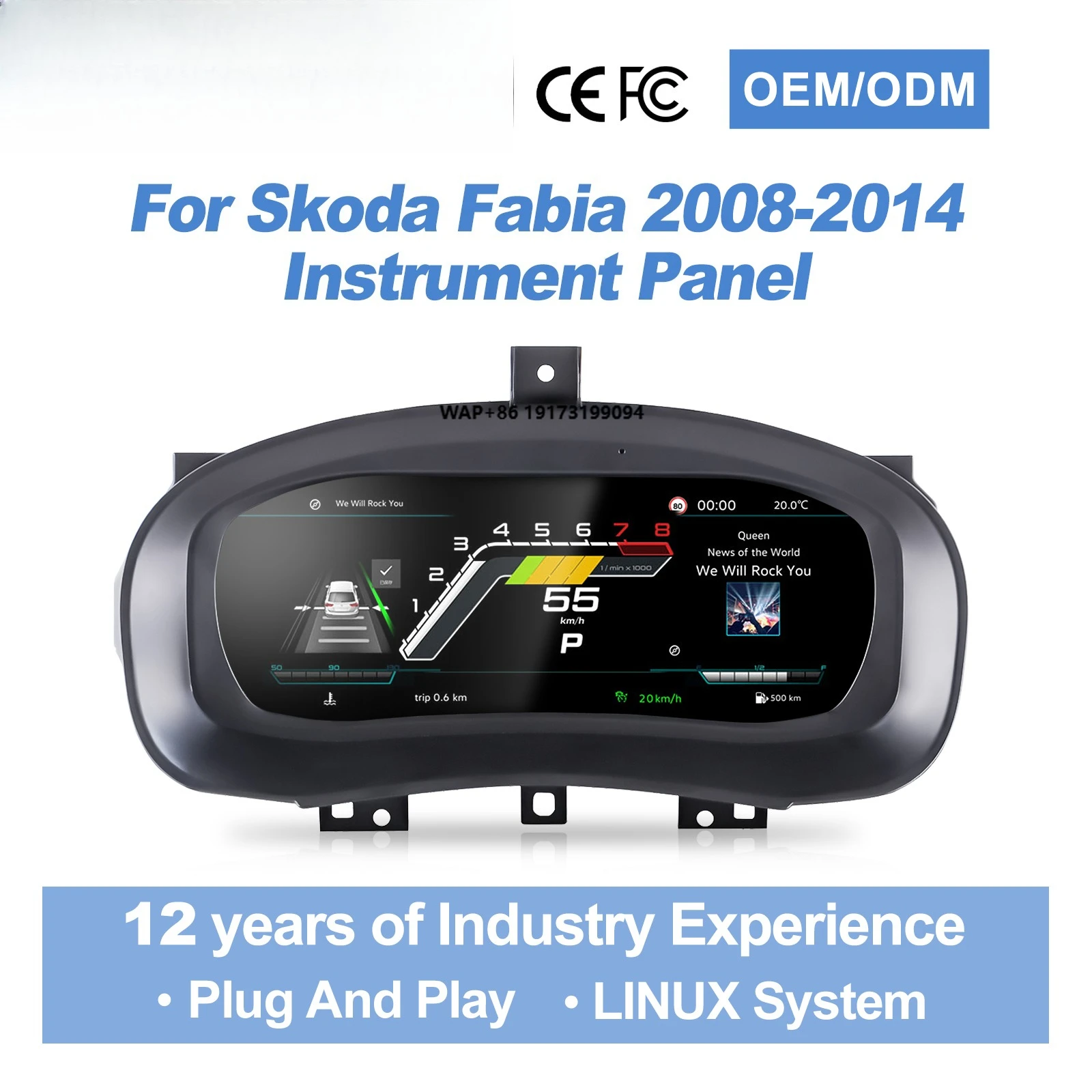New Design Car Digital Cluster Auto Speedometer Lcd Panel Instrument Linux Virtual Cockpit for Skoda Fabia 2008-2014