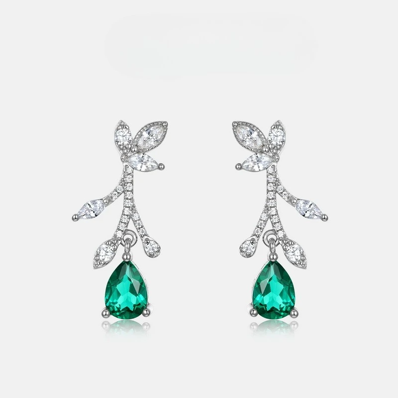 S925 Pure Silver Flower Leaf Cultivation Emerald Earrings for Women, Light Luxury, Niche Design, Spring Festival New Earrings
S925 Pure Silver Flower Leaf Cultivation Emerald Earrings for Women, Light Luxury, Niche Design, Spring Festival New Earrings