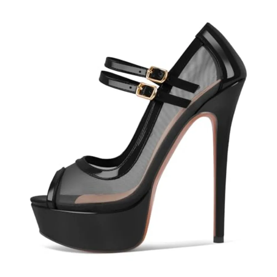 Women's Platform Sandals Mesh Ankle Strap Stiletto High Heels Open Toe Peep Toe
Women's Platform Sandals Mesh Ankle Strap Stiletto High Heels Open Toe Peep Toe