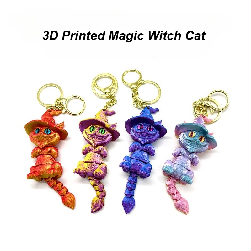 3D Printed Magic Witch Cat Keychain Creative Movable Joint Cat Pendant Halloween Home Decor Desktop Ornament for Christmas Gift
3D Printed Magic Witch Cat Keychain Creative Movable Joint Cat Pendant Halloween Home Decor Desktop Ornament for Christmas Gift