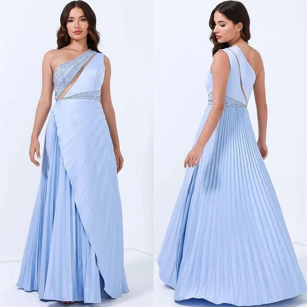 Customized Prom Dresses Elegant One-shoulder A-line Cocktail Sequin Draped Satin Occasion Evening Gown فساتين سهره فاخره 2024 
Customized Prom Dresses Elegant One-shoulder A-line Cocktail Sequin Draped Satin Occasion Evening Gown فساتين سهره فاخره 2024
