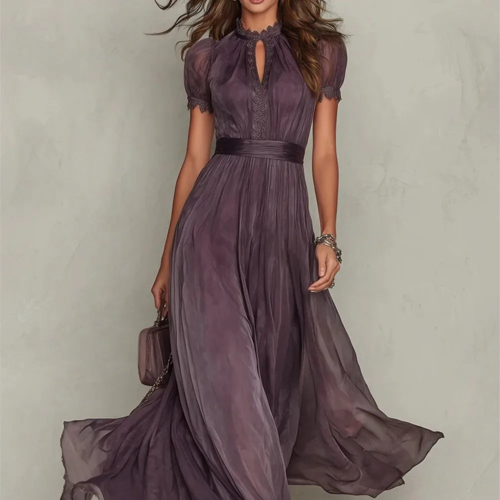 Elegant Retro Maxi Dress Spring Summer Fashion Solid Color Lace Slim Evening Dress O-neck High Waist Pleated A-line Party Dress
Elegant Retro Maxi Dress Spring Summer Fashion Solid Color Lace Slim Evening Dress O-neck High Waist Pleated A-line Party Dress