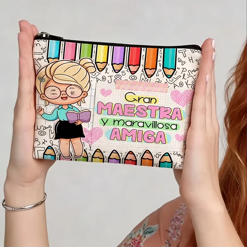 Spanish Teacher Polyester Cosmetic Bag "Gran Maestra Y Maravillosa Amiga" Multi Functional Lightweight Storage Bag Teacher Gift
Spanish Teacher Polyester Cosmetic Bag "Gran Maestra Y Maravillosa Amiga" Multi Functional Lightweight Storage Bag Teacher Gift