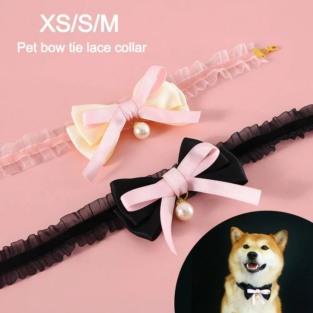 New Princess Bow Cat Necklace Adjustable Soft Anti-suffocation Lace Pet Collar Pearl Velvet Elastic Cat Dog Collar Pet 
New Princess Bow Cat Necklace Adjustable Soft Anti-suffocation Lace Pet Collar Pearl Velvet Elastic Cat Dog Collar Pet