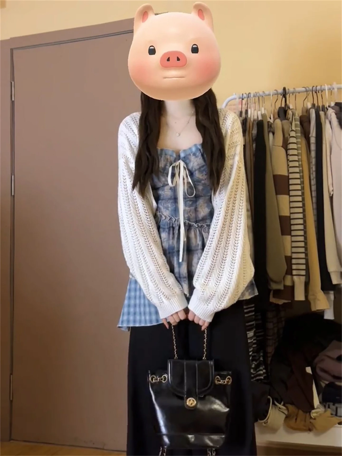 Soft Elegant Japanese Style Plaid Strap Dress Hollow out Cover up Wide Leg Pants Three Piece Set Women's Fashion Spring Autumn
Soft Elegant Japanese Style Plaid Strap Dress Hollow out Cover up Wide Leg Pants Three Piece Set Women's Fashion Spring Autumn