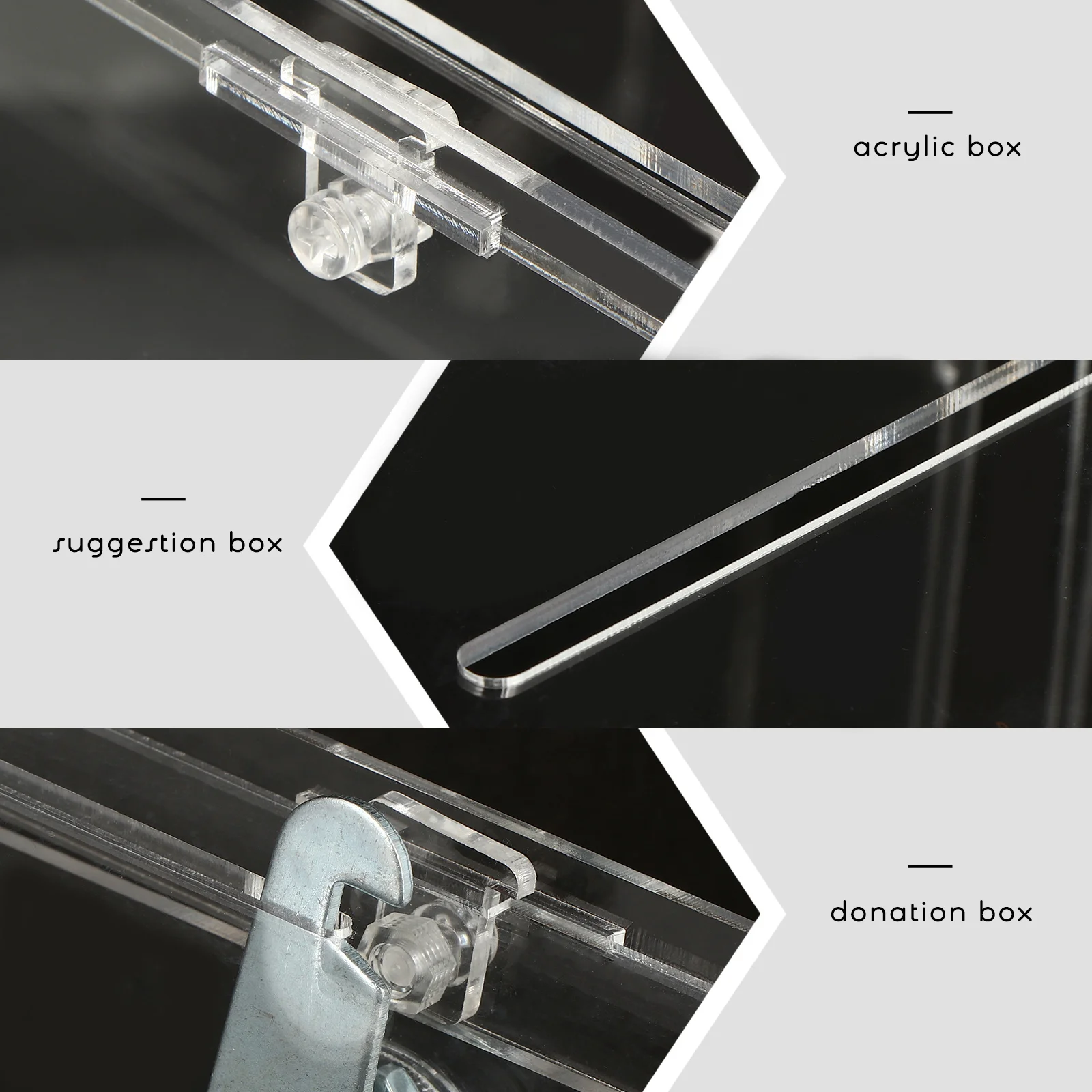 Transparent Acrylic Ballot Box Secure Lock Donation Ticket Suggestion Container for Voting Events Ballot Box 
Transparent Acrylic Ballot Box Secure Lock Donation Ticket Suggestion Container for Voting Events Ballot Box