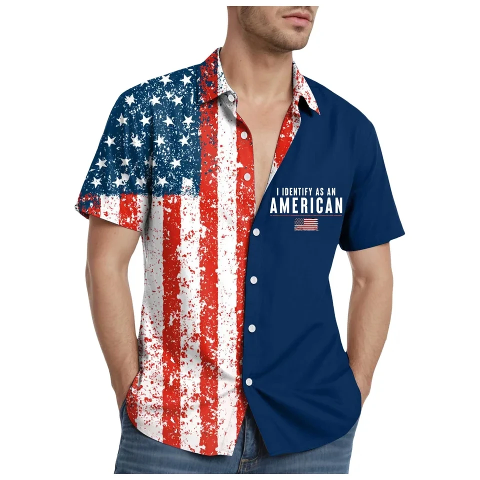 Summer Men's Shirts American Independence Day Flag Printing Color Matching Short Sleeve Button Up Shirt USA Patriotic Tops
Summer Men's Shirts American Independence Day Flag Printing Color Matching Short Sleeve Button Up Shirt USA Patriotic Tops