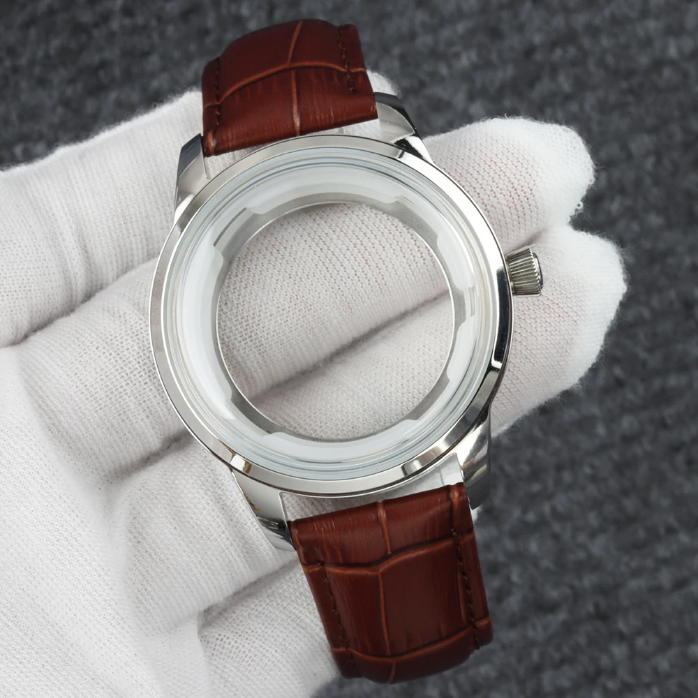 40mm For Cocktail Time Watch Case 316L Stainless Steel Transparent Back Blue Leather Strap Fit NH35 NH36 Movement Mods Parts
40mm For Cocktail Time Watch Case 316L Stainless Steel Transparent Back Blue Leather Strap Fit NH35 NH36 Movement Mods Parts