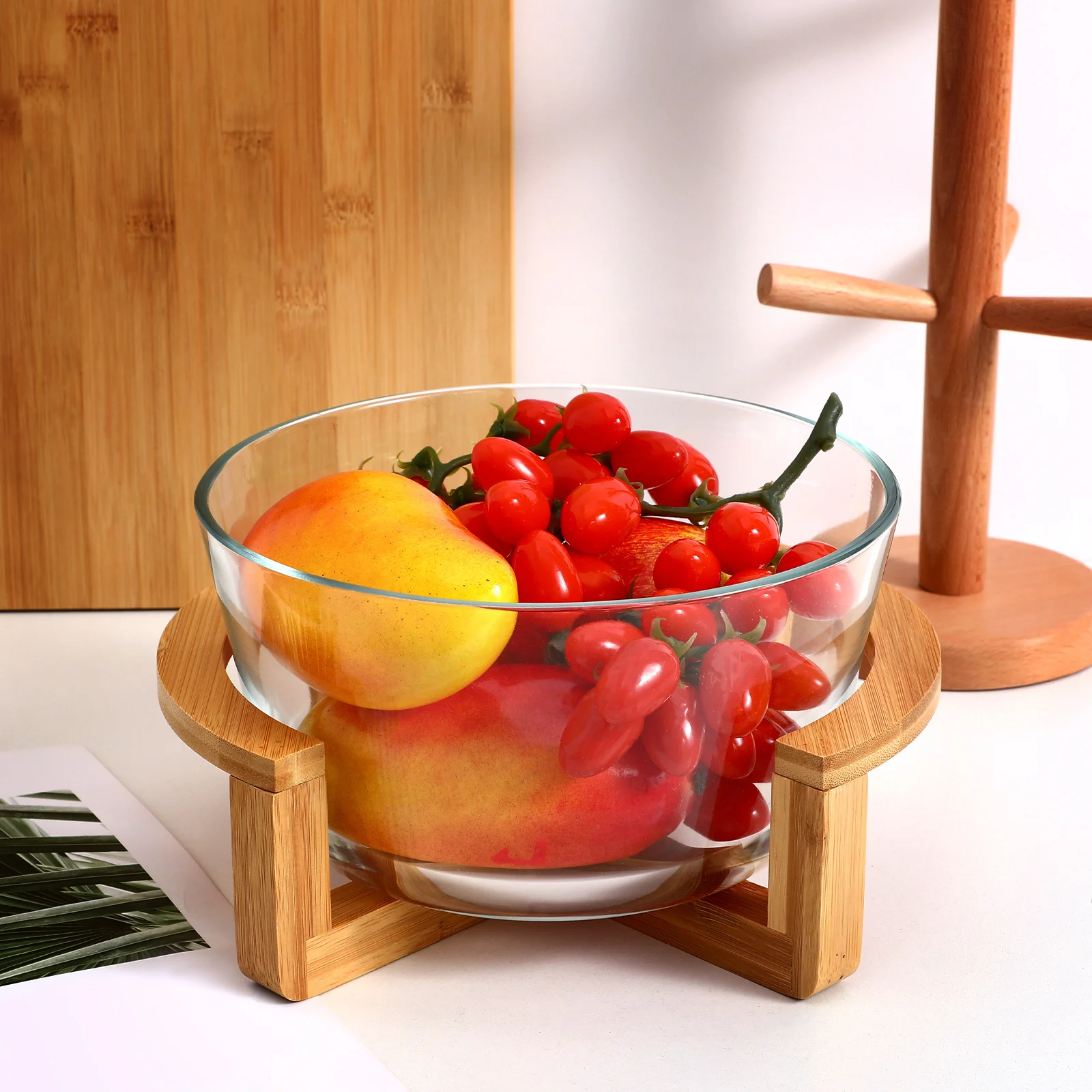 1Set Glass Heat Resistant Salad Bowl Wooden Base Food Serving Mixing Bowl for Fruit Salad Dessert Snacks Ice Storage Tank 
1Set Glass Heat Resistant Salad Bowl Wooden Base Food Serving Mixing Bowl for Fruit Salad Dessert Snacks Ice Storage Tank