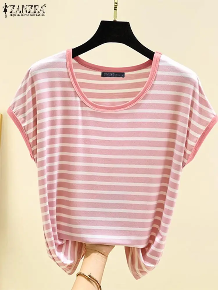 ZANZEA Women Dropped Shoulder Tees Fashion Simple T-Shirts Bohemian Stripe Print Summer Tops Holiday Casual Female Knitted Tunic
ZANZEA Women Dropped Shoulder Tees Fashion Simple T-Shirts Bohemian Stripe Print Summer Tops Holiday Casual Female Knitted Tunic