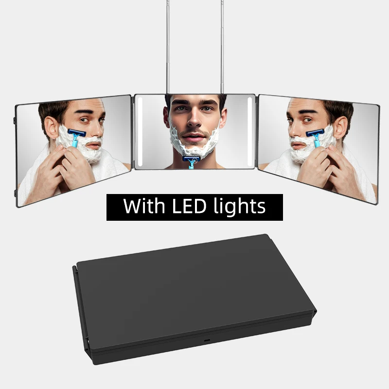 360 Trifold vanity mirrors Travel Portable Makeup Mirror with led light Adjustable Telescoping Hook for Haircuting/makeup/dress
360 Trifold vanity mirrors Travel Portable Makeup Mirror with led light Adjustable Telescoping Hook for Haircuting/makeup/dress