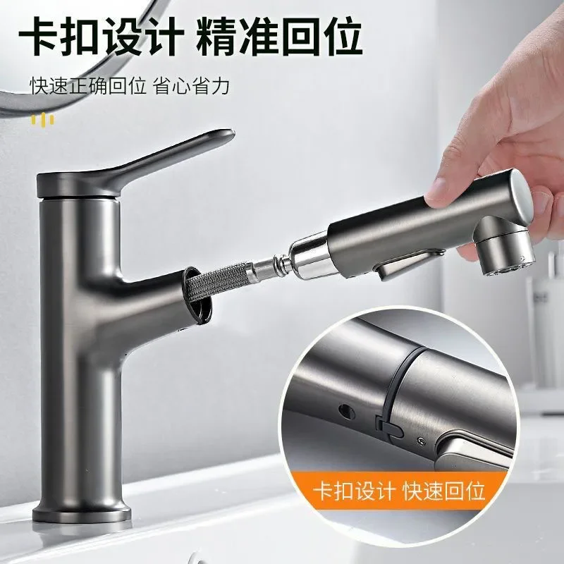 Brass Kitchen Wash Basin Hot and Cold Dual Control Faucet Single Hole Tapware Deck-mounted Grey Pull-out Bathroom Basin Faucet
Brass Kitchen Wash Basin Hot and Cold Dual Control Faucet Single Hole Tapware Deck-mounted Grey Pull-out Bathroom Basin Faucet