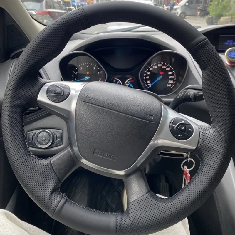 Чехол на руль автомобиля из натуральной кожи на заказ для Ford Focus 3 C-MAX 2011-2014 KUGA Escape 2013-2016, салон автомобиля, Стайлинг автомобиля
Чехол на руль автомобиля из натуральной кожи на заказ для Ford Focus 3 C-MAX 2011-2014 KUGA Escape 2013-2016, салон автомобиля, Стайлинг автомобиля