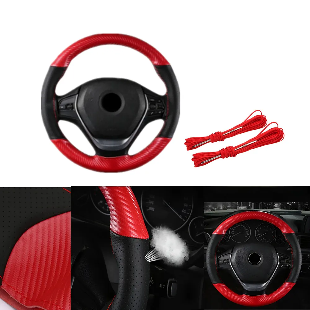 Fashion Sports Car Wheels Wheel Cover Anti Slip Carbon Fiber Steering Wheel Cover Leather Braids 38CM Universal Accessories
Fashion Sports Car Wheels Wheel Cover Anti Slip Carbon Fiber Steering Wheel Cover Leather Braids 38CM Universal Accessories