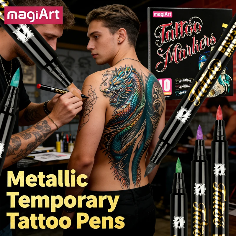 10-Color Washable Tattoo Pens, Fast Drying, Perfect for Themed Events, Daily Creation, Gifts & Premium Art Stationery Supplies
10-Color Washable Tattoo Pens, Fast Drying, Perfect for Themed Events, Daily Creation, Gifts & Premium Art Stationery Supplies
