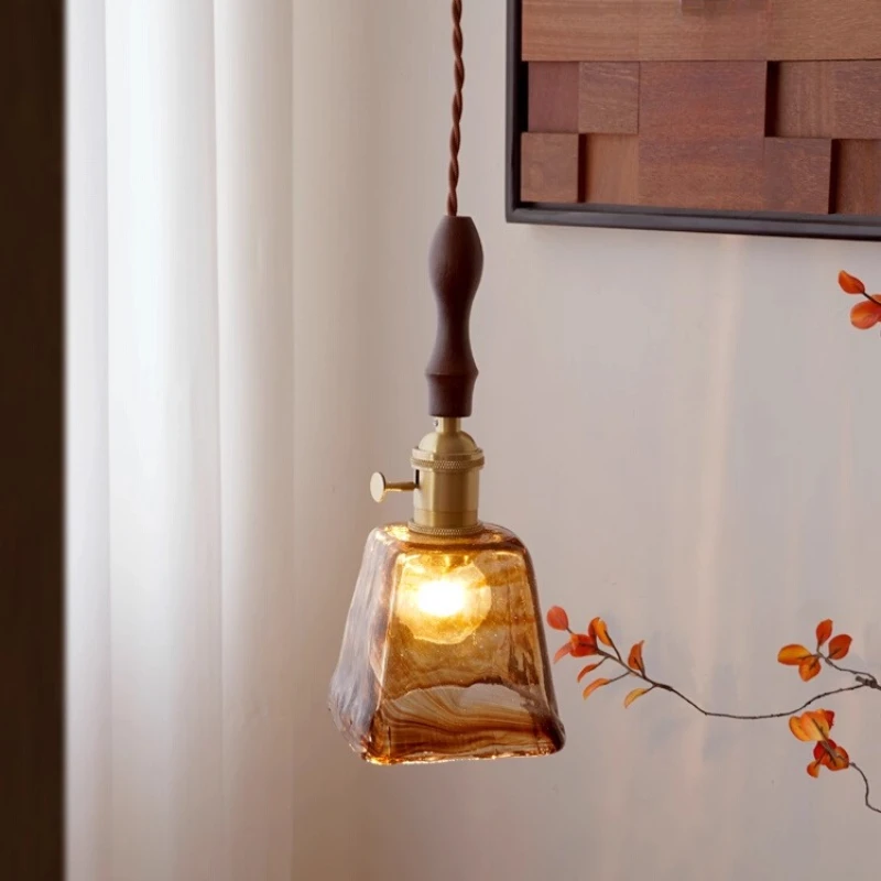 American Brass LED Ceiling Pendant Lights Square Amber Glass Chandelier Retro Living Room Restaurant Bedroom Study Hanging Lamps
American Brass LED Ceiling Pendant Lights Square Amber Glass Chandelier Retro Living Room Restaurant Bedroom Study Hanging Lamps