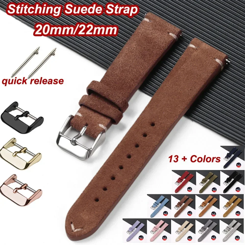 Wristband 20mm 22mm Quick Release Soft Suede Strap Brown Watch Bands Black Gold Buckle Calfskin Bracelet Women Men Accessories
Wristband 20mm 22mm Quick Release Soft Suede Strap Brown Watch Bands Black Gold Buckle Calfskin Bracelet Women Men Accessories