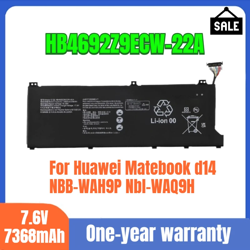 HB4692Z9ECW-22A laptop battery, suitable for Huawei Matebook d14 NBB-WAH9P Nbl-WAQ9H large capacity battery 7.6V 7368mAh
HB4692Z9ECW-22A laptop battery, suitable for Huawei Matebook d14 NBB-WAH9P Nbl-WAQ9H large capacity battery 7.6V 7368mAh