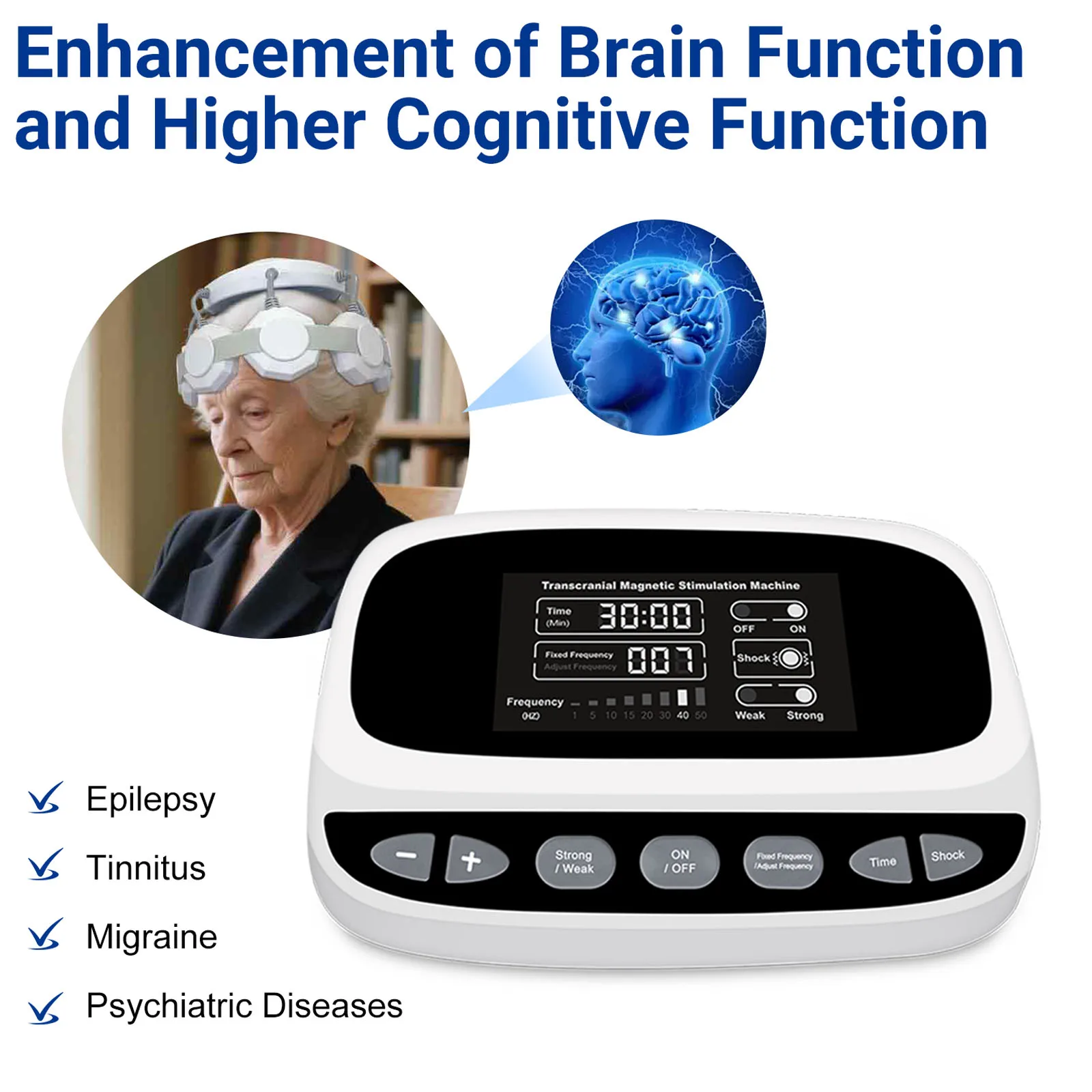 TMS Stimulate Nerve Cells Transcranial Magnetic Stimulator Machine Treatment Parkinson Insomnia Anxiety Depression Insomnia RTMS
TMS Stimulate Nerve Cells Transcranial Magnetic Stimulator Machine Treatment Parkinson Insomnia Anxiety Depression Insomnia RTMS