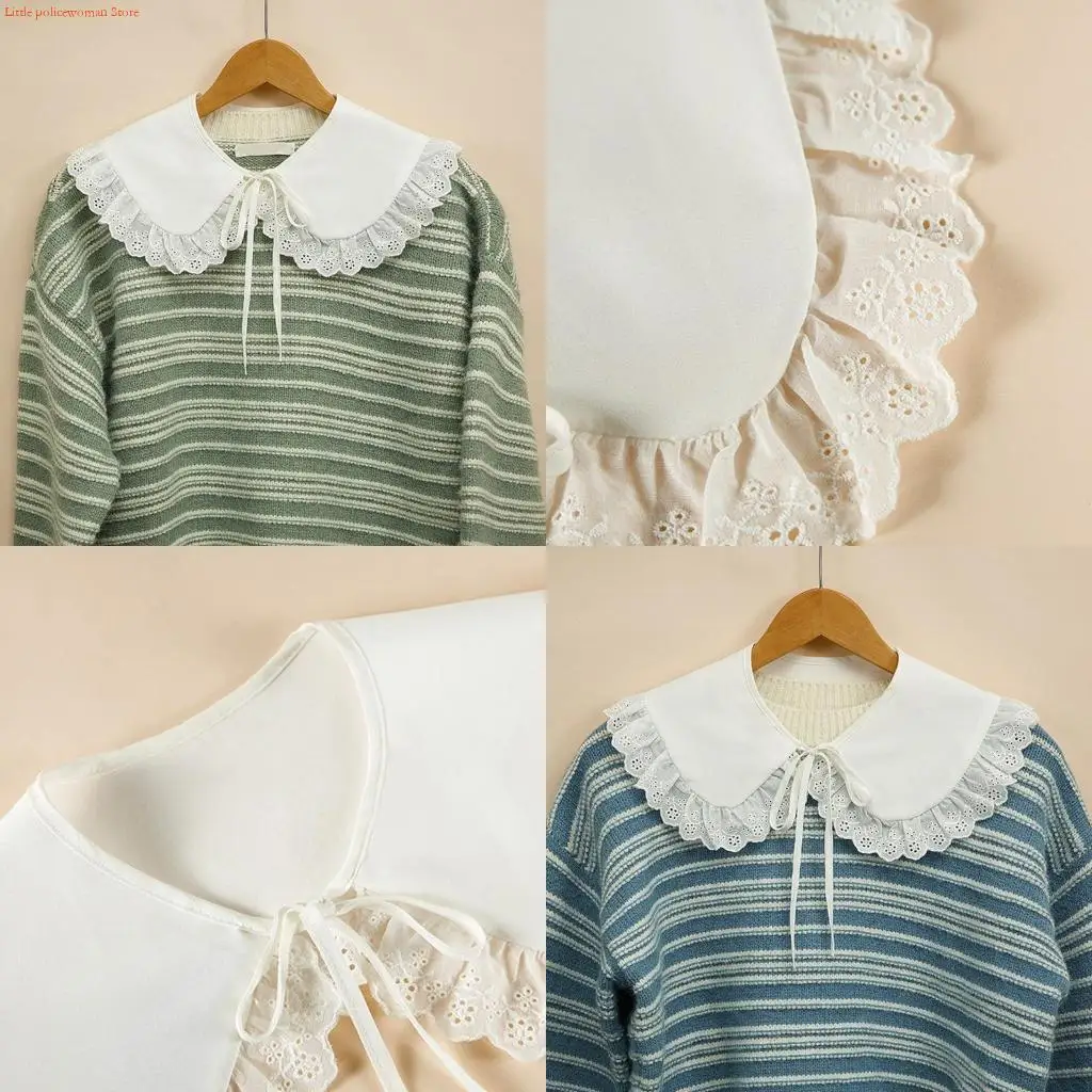 F92D Japanese Women Girls for Doll Fake Collar Shawl Wrap Hollow Out Floral Lace Ruffled Trim Necklace Lapel Blouse Short
F92D Japanese Women Girls for Doll Fake Collar Shawl Wrap Hollow Out Floral Lace Ruffled Trim Necklace Lapel Blouse Short
