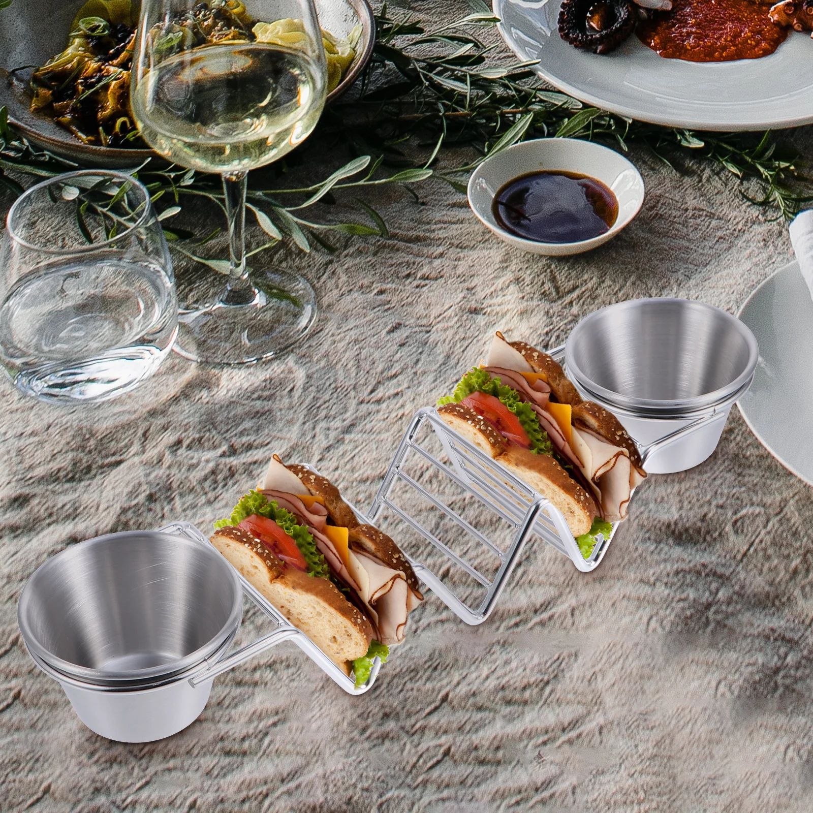 1Pcs Stainless Steel Taco Rack 3-Taco Holder for Home Kitchen Burritos Sandwich Display Stand Mexican Pancake Stand
1Pcs Stainless Steel Taco Rack 3-Taco Holder for Home Kitchen Burritos Sandwich Display Stand Mexican Pancake Stand