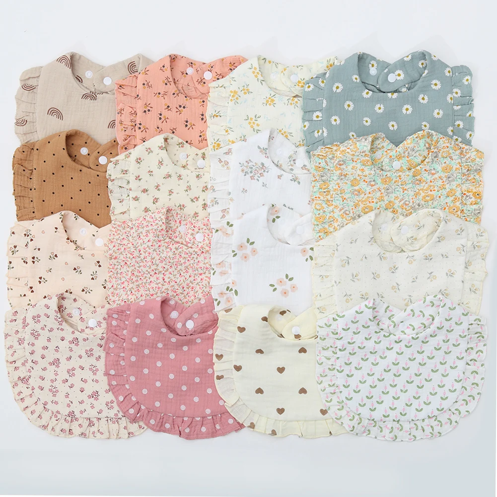 Flower Print Baby Bibs Adjustable Snap Saliva Towel Ruffled Edge Muslin Cotton Burp Cloths Rainbow A Grade Girls Feeding Scarf
Flower Print Baby Bibs Adjustable Snap Saliva Towel Ruffled Edge Muslin Cotton Burp Cloths Rainbow A Grade Girls Feeding Scarf