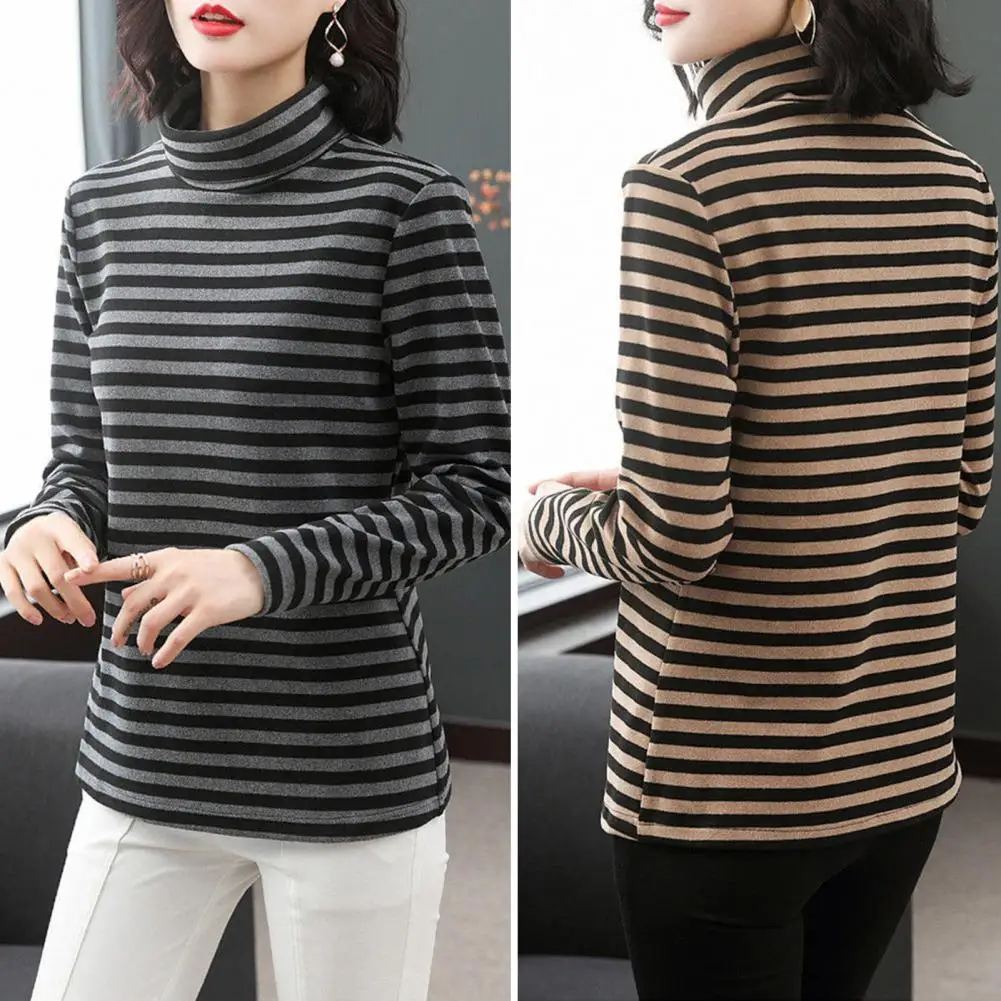 Women Top Striped Print Tee Tops with Velvet Lining High Collar Long Sleeve Pullover Tops for Women Thickened for Winter
Women Top Striped Print Tee Tops with Velvet Lining High Collar Long Sleeve Pullover Tops for Women Thickened for Winter