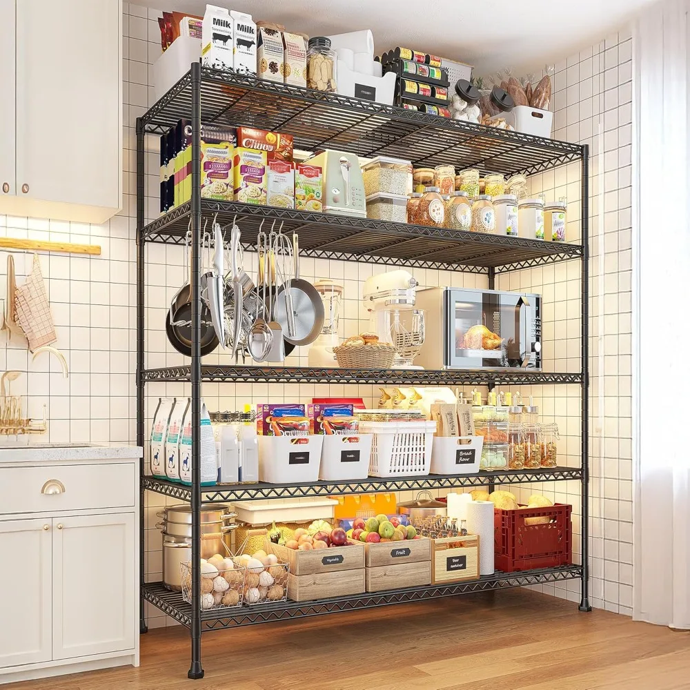 45.5''W Storage Shelves Wire Shelving, 5 Tier Pantry Shelves for Storage Rack, Adjustable Metal Shelving for Pantry Kitch
45.5''W Storage Shelves Wire Shelving, 5 Tier Pantry Shelves for Storage Rack, Adjustable Metal Shelving for Pantry Kitch