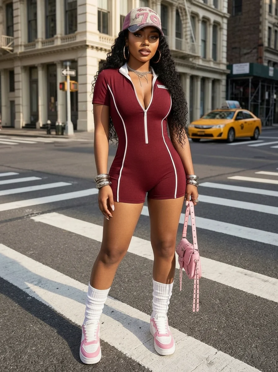 Zip Front Collared Short Sleeve Romper With Contrast Piping Casual Sporty Bodycon Playsuit For Women
Zip Front Collared Short Sleeve Romper With Contrast Piping Casual Sporty Bodycon Playsuit For Women