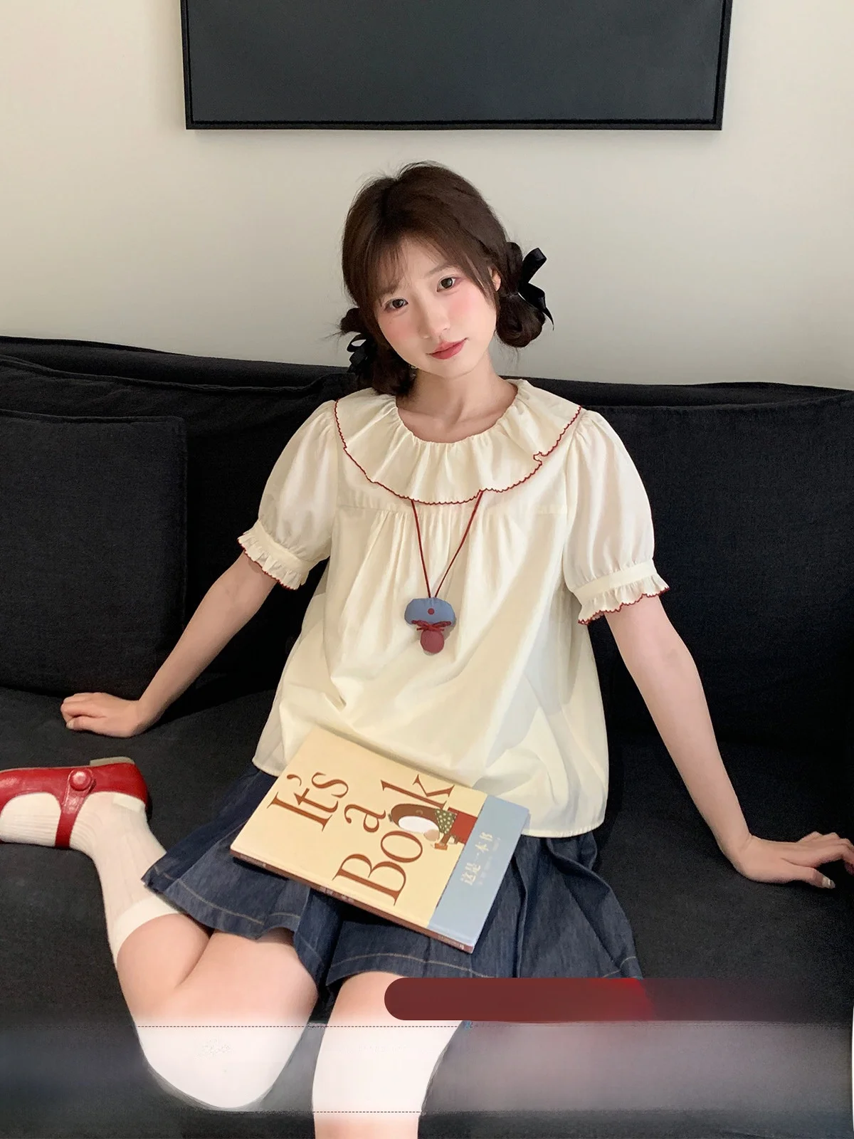 Sweet Sle Loose Fit Bubble Sve ort Sve Babydoll irt for Women Moon Tooth Vintage Color Blo Summer Top
Sweet Sle Loose Fit Bubble Sve ort Sve Babydoll irt for Women Moon Tooth Vintage Color Blo Summer Top