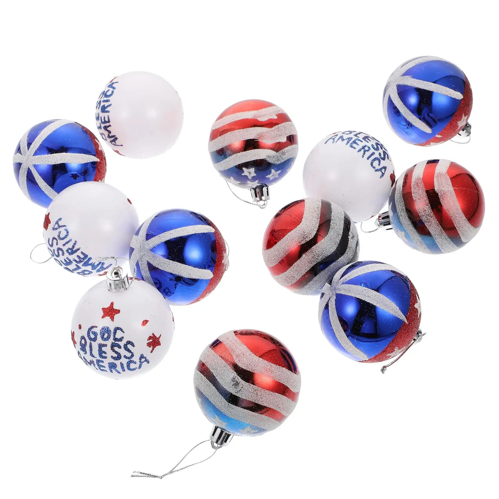 12 Pcs Christmas Prop Balls Independence Day Hanging Supplies Decorative USA Patriotic Balls High Quality Plastic Easy Hang
12 Pcs Christmas Prop Balls Independence Day Hanging Supplies Decorative USA Patriotic Balls High Quality Plastic Easy Hang