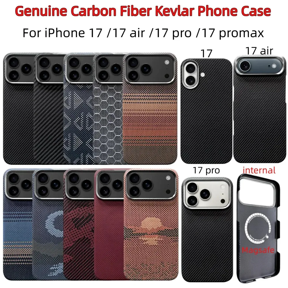 Real Aramid Caron Fiber Magnetic MagSafe for iPhone 17 /17 Pro/17 Air / 17 Pro Max Case Ultra thin Lightweight iphone case cover
Real Aramid Caron Fiber Magnetic MagSafe for iPhone 17 /17 Pro/17 Air / 17 Pro Max Case Ultra thin Lightweight iphone case cover