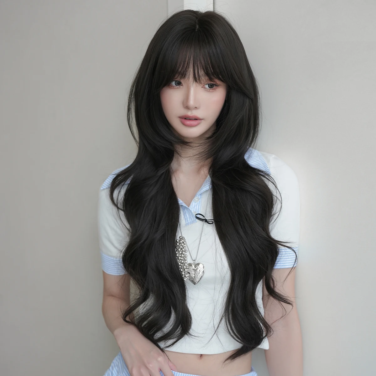 NAMM Synthetic Long Wave Black Wig For Women Elegant Fluffy Wavy Wigs With Heat-Resistant Fiber Wig For Daily Wear For Wig
NAMM Synthetic Long Wave Black Wig For Women Elegant Fluffy Wavy Wigs With Heat-Resistant Fiber Wig For Daily Wear For Wig