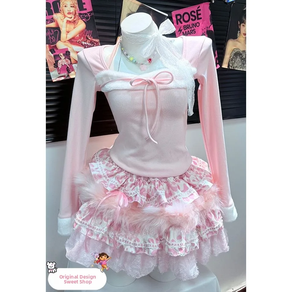 Handmade Pure Desire Pink Fluffy Splicing Square Collar Long Sve Y2K Puffy Cake Skirt Velvet Patchwork Women's Dr
Handmade Pure Desire Pink Fluffy Splicing Square Collar Long Sve Y2K Puffy Cake Skirt Velvet Patchwork Women's Dr