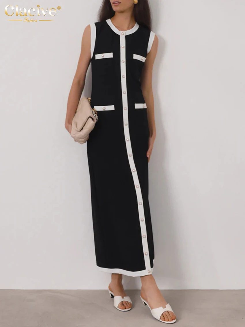 Clacive Summer Slim Black Patchwork Women's Dress Fashion O-Neck Sleeveless Ankle Length Dresses Elegant Classic Female Dress
Clacive Summer Slim Black Patchwork Women's Dress Fashion O-Neck Sleeveless Ankle Length Dresses Elegant Classic Female Dress