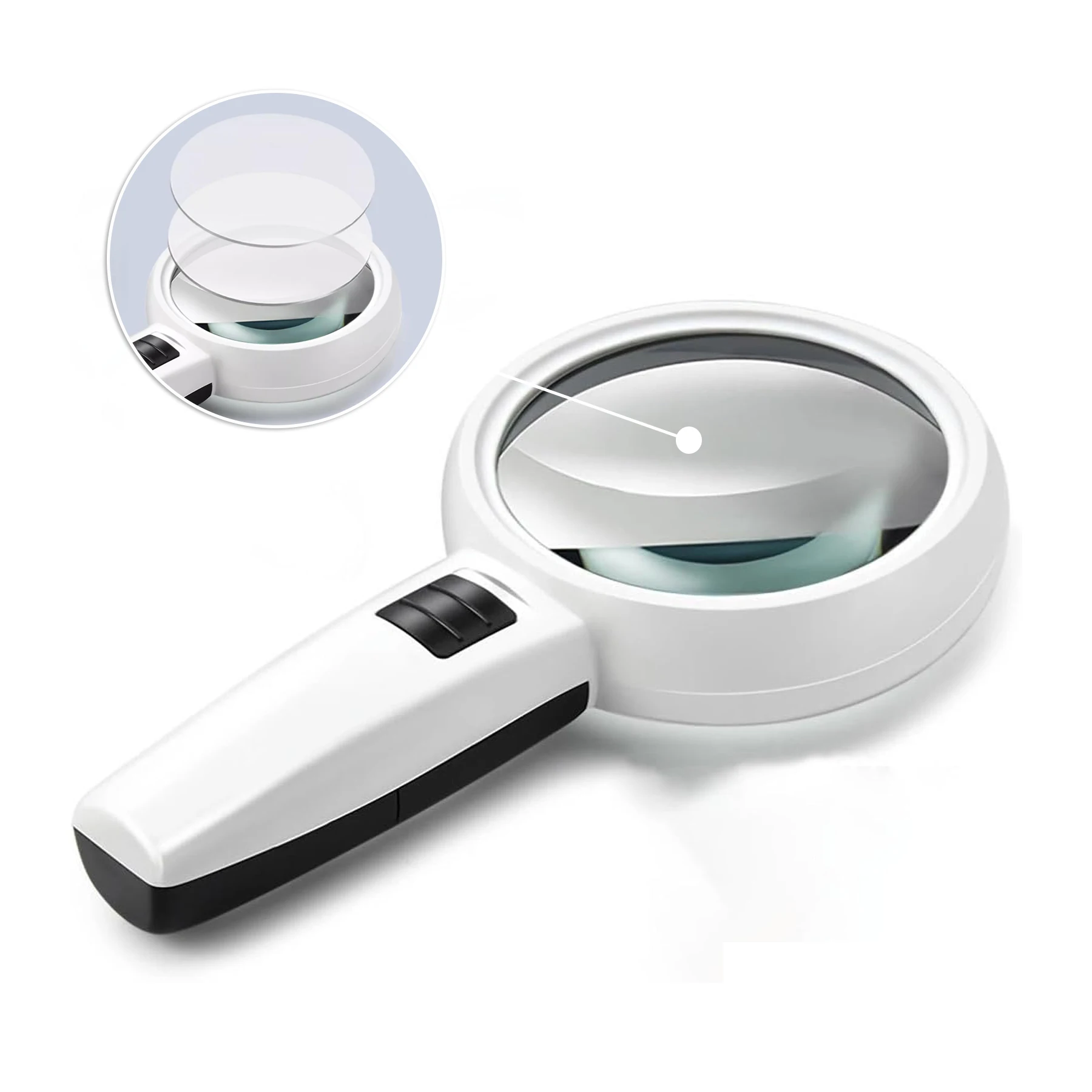 Maginifying Glass with Light 30X Handheld high Magnification Glass Diameter 95/110mm for Appreciate Jewelry and Observe Plants
Maginifying Glass with Light 30X Handheld high Magnification Glass Diameter 95/110mm for Appreciate Jewelry and Observe Plants