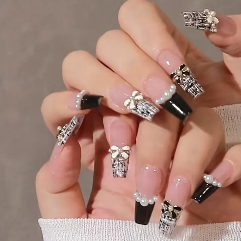 24 Pcs Black 3D Bowknot Press on Nails for Girls Nail Tips Fake Nails Press on With Glue False Adhesive Nails with Charms 2026
24 Pcs Black 3D Bowknot Press on Nails for Girls Nail Tips Fake Nails Press on With Glue False Adhesive Nails with Charms 2026