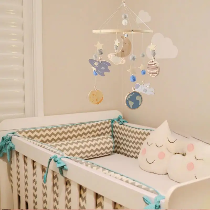 Baby Crib Mobile Wooden Nursery Ornaments 360 Degree Rotating Space Pattern Crib Mobile For Calming Visual Stimulation Play
Baby Crib Mobile Wooden Nursery Ornaments 360 Degree Rotating Space Pattern Crib Mobile For Calming Visual Stimulation Play