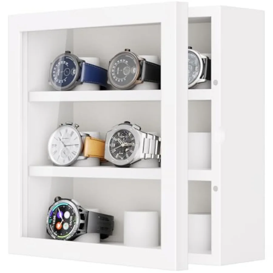 9-Slot Watch Display Case, Wall Mount Wooden Watch Box, Vertical Storage Men's Watch Box-White
9-Slot Watch Display Case, Wall Mount Wooden Watch Box, Vertical Storage Men's Watch Box-White