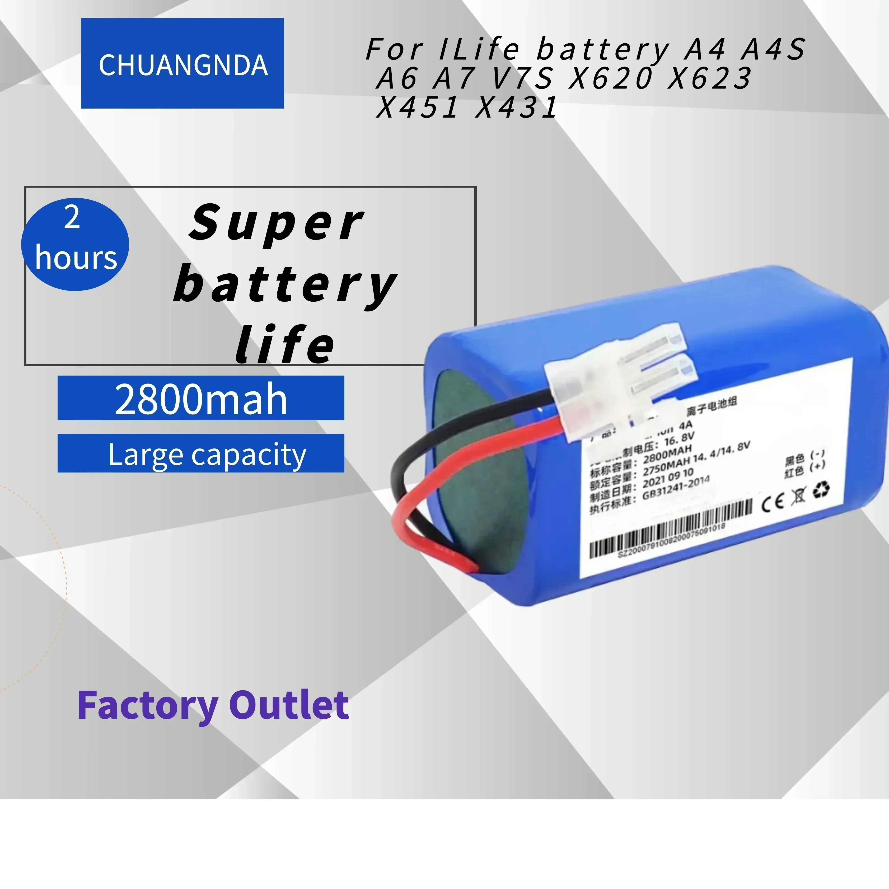 NEW 100% original Rechargeable Battery 14.8V 6800mAh robotic vacuum cleaner accessories parts for Chuwi ilife A4 A4s A6
NEW 100% original Rechargeable Battery 14.8V 6800mAh robotic vacuum cleaner accessories parts for Chuwi ilife A4 A4s A6